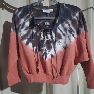 Young Fabulous & Broke Cropped Batwing Sleeve TieDye Sweatshirt Oversized XS NWT
